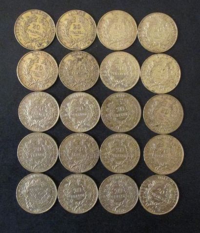 Vingt pièces de 20 FF en or