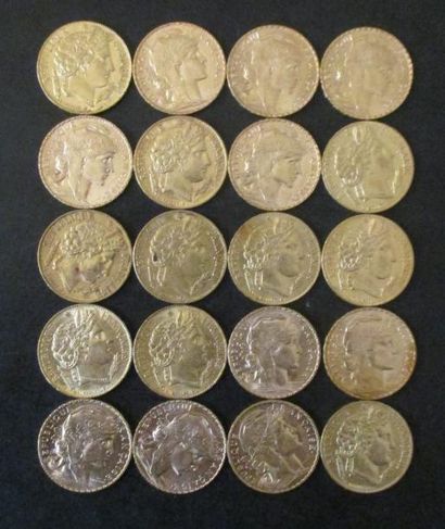 Vingt pièces de 20 FF en or