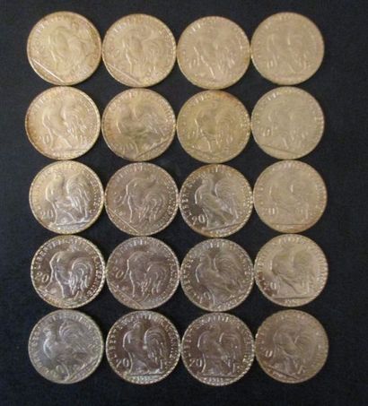 Vingt pièces de 20 FF en or