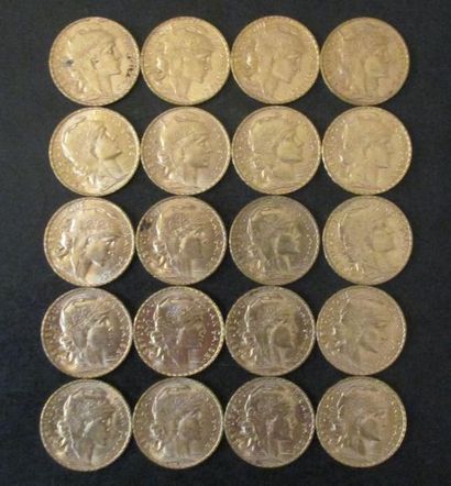 Vingt pièces de 20 FF en or