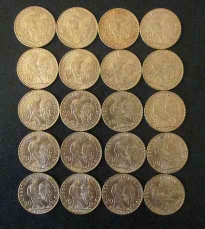 Vingt pièces de 20 FF en or