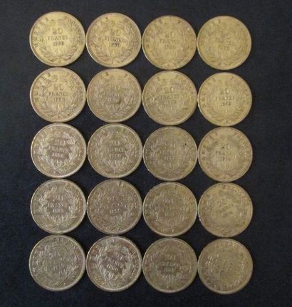 Vingt pièces de 20 FF en or