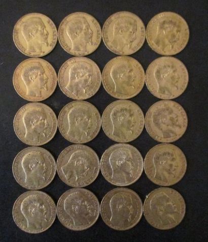 Vingt pièces de 20 FF en or