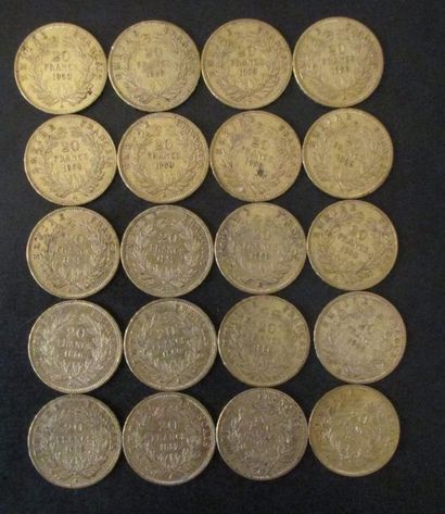 Vingt pièces de 20 FF en or