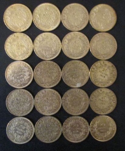 Vingt pièces de 20 FF en or