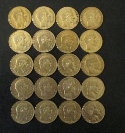 Vingt pièces de 20 FF en or