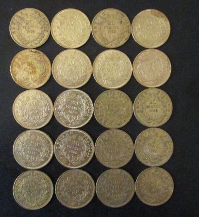 Vingt pièces de 20 FF en or