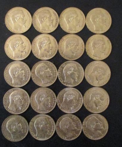 Vingt pièces de 20 FF en or