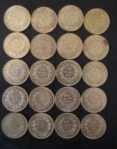 Vingt pièces de 20 FF en or