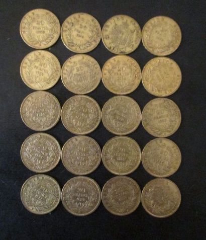 Vingt pièces de 20 FF en or