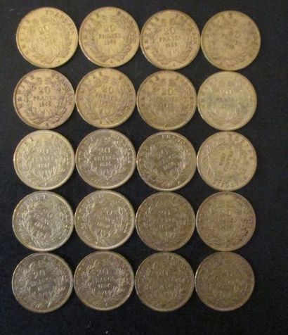 Vingt pièces de 20 FF en or