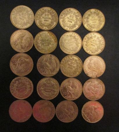 Vingt pièces de 20 FF en or