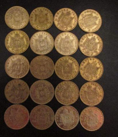 Vingt pièces de 20 FF en or