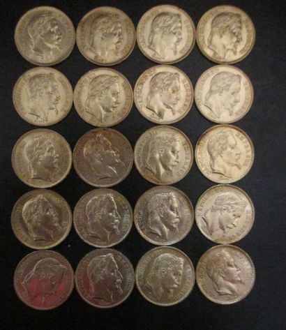 Vingt pièces de 20 FF en or