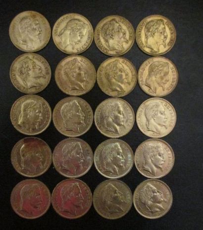 Vingt pièces de 20 FF en or