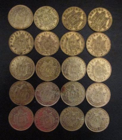 Vingt pièces de 20 FF en or