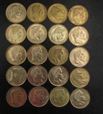 Vingt pièces de 20 FF en or