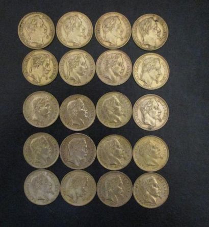 Vingt pièces de 20 FF en or
