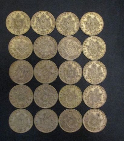 Vingt pièces de 20 FF en or