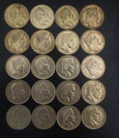 Vingt pièces de 20 FF en or