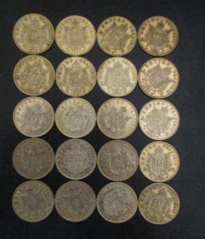 Vingt pièces de 20 FF en or