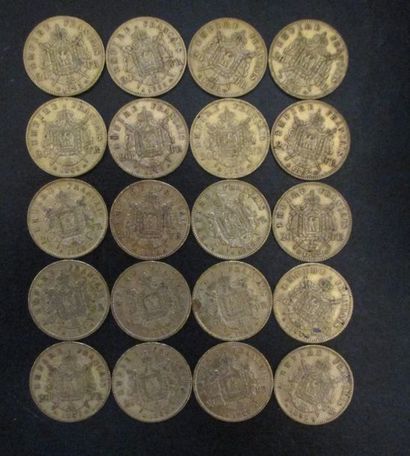 Vingt pièces de 20 FF en or