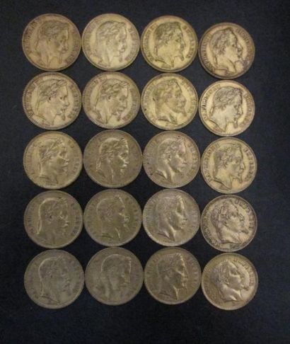Vingt pièces de 20 FF en or