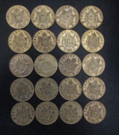Vingt pièces de 20 FF en or