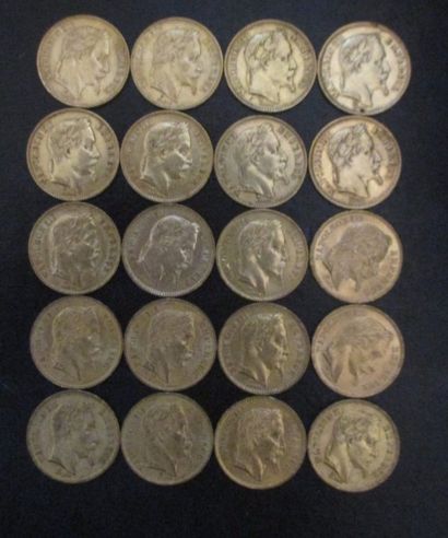 Vingt pièces de 20 FF en or
