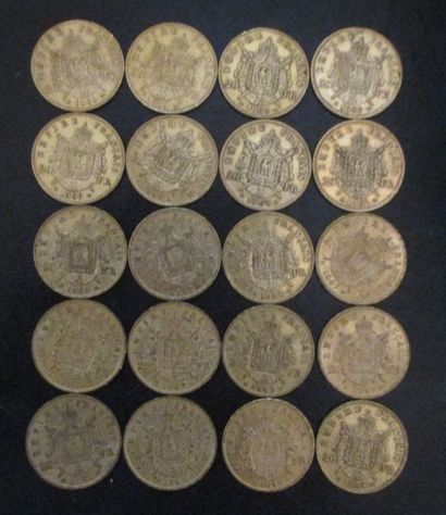 Vingt pièces de 20 FF en or