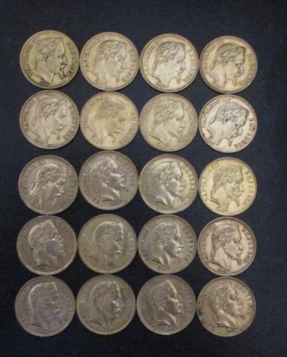 Vingt pièces de 20 FF en or