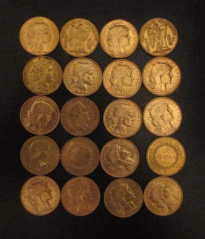 Vingt pièces de 20 FF en or