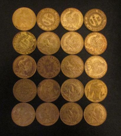Vingt pièces de 20 FF en or