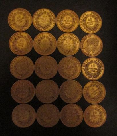 Vingt pièces de 10 FF en or