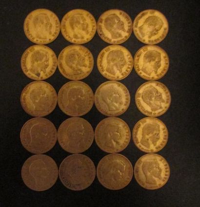 Vingt pièces de 10 FF en or