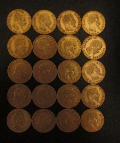 Vingt pièces de 10 FF en or