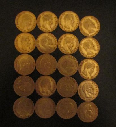 Vingt pièces de 10 FF en or