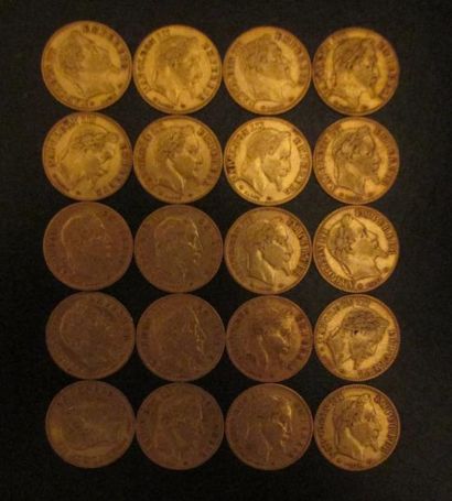 Vingt pièces de 10 FF en or