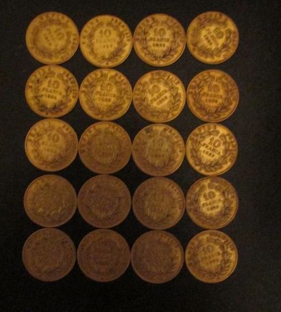 Vingt pièces de 10 FF en or