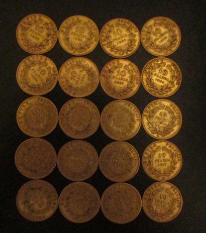 Vingt pièces de 10 FF en or