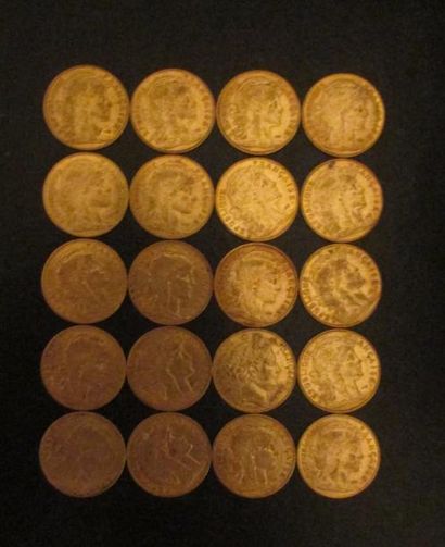 Vingt pièces de 10 FF en or