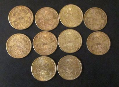 Dix pièces de 20 dollars en or 1898