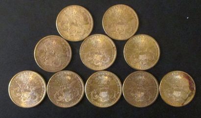 Dix pièces de 20 dollars en or 1899