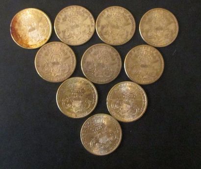 Dix pièces de 20 dollars en or 1900