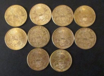 Dix pièces de 20 dollars en or 1900