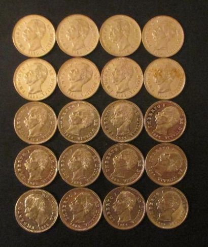 Vingt pièces de 20 lire en or Umberto I