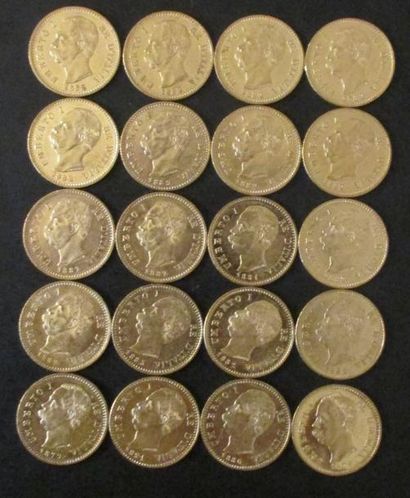 Vingt pièces de 20 lire en or Umberto I