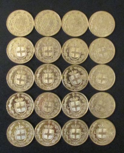 Vingt pièces de 20 lire en or Umberto I
