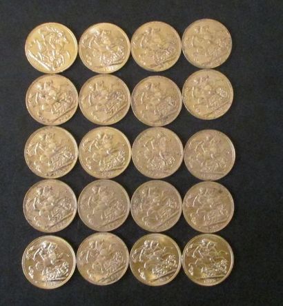 Vingt Souverains en or Edouard VII (13) et...