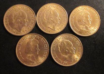 Cinq pièces de 10 florins en or